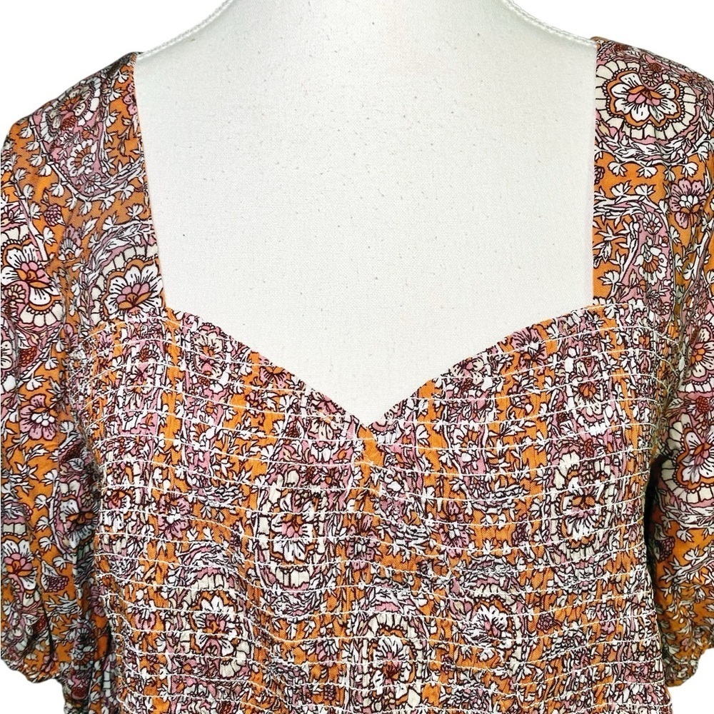 Mason & Belle Women's Paisley Print Top - Orange, Pink, and White - Picture 4 of 13